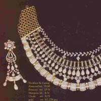 Diamond Studded Gold Necklace Set