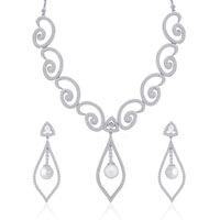 Diamond Studded Silver Necklace Set