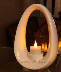 Cream Ceramic Portable Tea Light Candle Holder