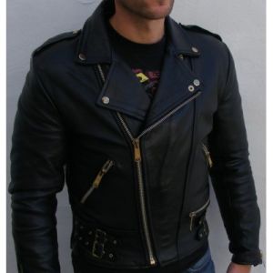 Handmade Men Black Biker Leather Jacket