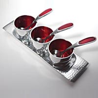 Aluminum Soup Bowl Set with Tray & Spoons