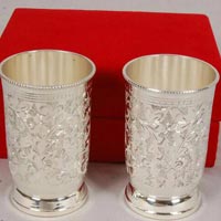 Brass Glass Utility Set Silver Plated