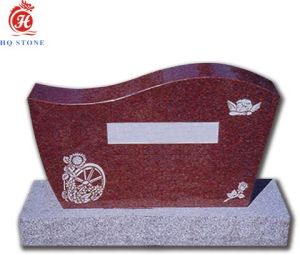 Indian Red Granite Half Ogee Top With Tapered Side Tombstone Design
