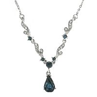 Crystal Montana Blue Sapphire French Scroll Linked Necklace