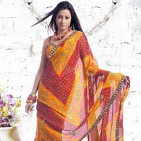 Navtatri Special Bandhani Printed Embroidered Saree