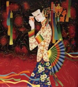 Handmade Cloisonne Filigree Painting Drunk Beauty