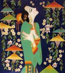 Handmade Cloisonne Filigree Painting Green Fairy