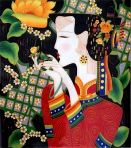 Handmade Cloisonne Filigree Painting Lotus Beauty