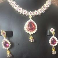 Pink Ruby Stone Necklace Set