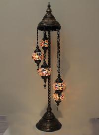Turkish Handmade 5 Ball Mosaic Floor Lamps