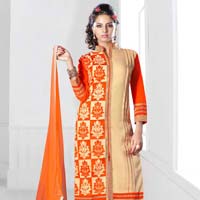 Orange Party Wear Dress Material