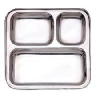 three compartment steel trays