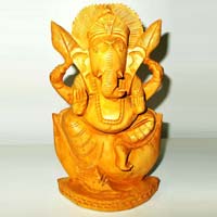 Wooden Ganesh Simply Statue