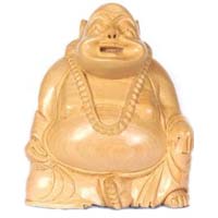 Wooden Laughing Buddha