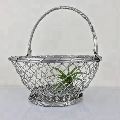 Silver Colour Aluminium Metal Round storage basket