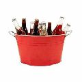 METAL RED OVAL PARTY TUB