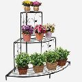 Metal 3 Tier Corner Shelf Flower Pots Planters Display Stand