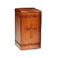 Hand Carved Cross wooden adult urn