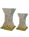 Hand made Tall Gold Crystal beads flower vases