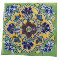 Handmade Floral Blue Pottery Tiles