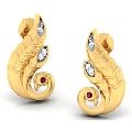 Bird shape yellow gold earring for girls and teens