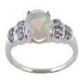 silver tanzanite stud opal ring