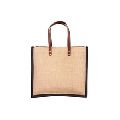 jute bag with leather handles monogrammed