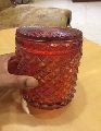 geo cut glass jar orange color