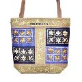 Embroidered suede leather tote bag handbag