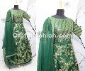 Floral Embroidery Gown With Brocade Dupatta