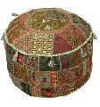 Vintage Indian Handmade Pure Fabric Embroidered Patchwork Ottoman Poufs