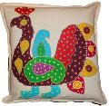 Hand Embroidered Peacock Cushion Cover