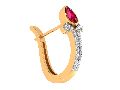 Diamond Ruby Gemstone Huggie Earrings