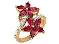 Diamond Ruby Gemstone Ring Floral Ring