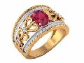 Gold Daimond Ruby Birthstone Ring