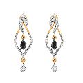 Gold Diamond Black Onyx Gemstone Earrings