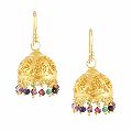 Gold Plated Silver Ethnic Glass Beads Hook Earrings