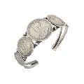 Silver Coin Bangle Openable Cuff Links