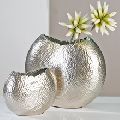 silver metal flower vase