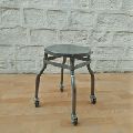 Antique Metal Stool with Wheels