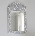 Bone Inlay Black and White Floral Design Mirror,