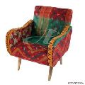 Upholstered Chair Kantha Fabric Vintage