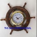 Decorative Nautical ship wooden wheel with clock