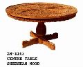 Hand made wood carved round coffee table