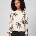Boat Neck Printed Casual Blouse