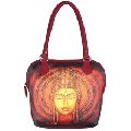 Buddha Digital Print Maroon Women`s Handbag