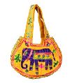 Elephant Embroidered Matka Tote Shopping Bag