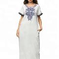 Women Machine Embroidery Mexican Half Sleeve Casual Dress