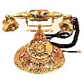 brass designer round rotary landline phone