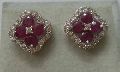 Ruby and Diamond stud Earring